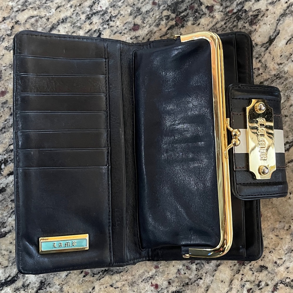 L.A.M.B. Black Leather Wallet with Gold hardware. Like New! - Picture 7 of 8